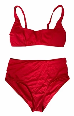 Andie Bikini Set Havana Top High Waist Cheeky Bottom Cherry Red Size Small - Image 1 of 4