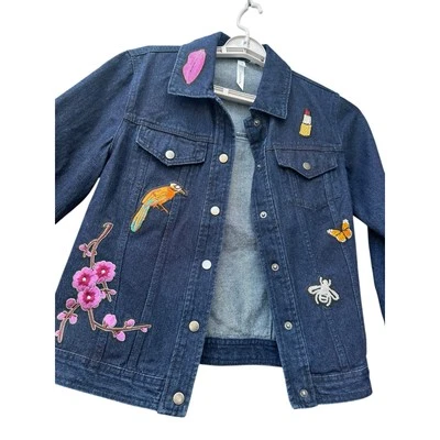 Ny Collection Cotton Patched Denim Jacket. Size M - Image 1 of 4
