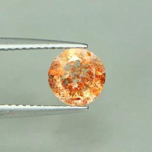 1.22 Cts CRAZY Natural Sunstone Round Cut Orange With Red Dot Loose Gemstone - Picture 1 of 3
