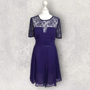 Vestido de fiesta Whistles para mujer Clara púrpura plisado chifón encaje manga corta Reino Unido 8 - Imagen 1 de 6