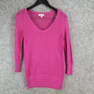 Calvin Klein Jumper Womens Extra Small Pink Knit V Neck Pullover 10101 - Picture 1 of 14