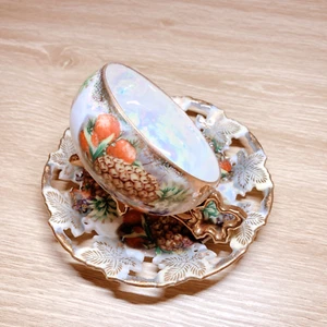 Royal Sealy China Opalescent Tea Cup and Saucer Fruit Design Made in Japan - Picture 1 of 7
