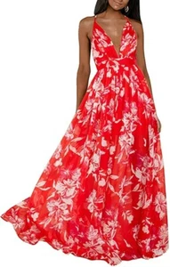 Fandee Woman's 8212 Floral Summer Dress RED FLORAL MED - Picture 1 of 1