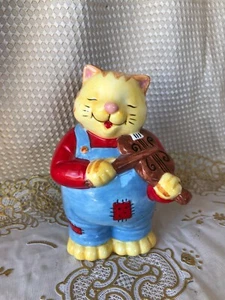Vintage Katze spielt die Geigenbank Keramik Story Hour Russ - Bild 1 von 4