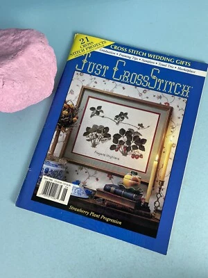Revista Just Cross Stitch mayo junio 1989 samplers boda planta fresa Foto 1 de 4