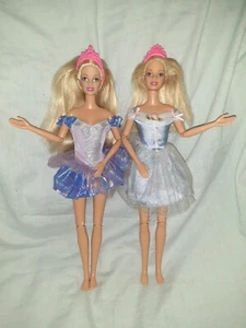 2 x Vintage 1990s Articulated Barbie Doll - Blonde Haired - Princess Dancer - Picture 1 of 7