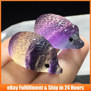 Natural Healing Rainbow Fluorite Crystal Hedgehog Quartz Stone Skull Carved US - Picture 1 of 12