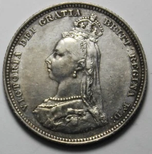 Great Britain 1887 Silver Shilling, Nice Grade (D6) - Picture 1 of 2