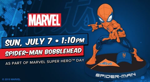 SPIDER-MAN NEW YORK METS BOBBLEHEAD SGA 7/7/2019 CITI FIELD MARVEL SPIDERMAN Cover