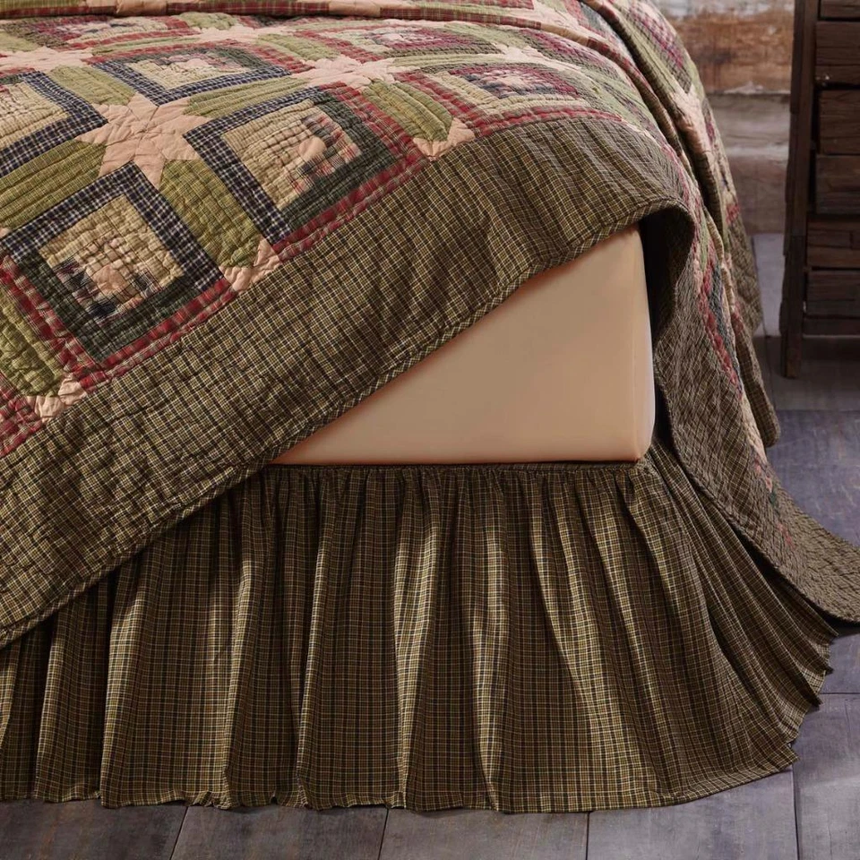 TEA CABIN QUILT COLLECTION Log Cabin Country Primitive Shams Pillows Skirt - Image 1 of 1