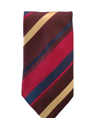Галстук Daniel de Fasson в красную синюю золотую полоску ширина 58 x 4 дюйма 100% шелк - Изображение 1 из 4