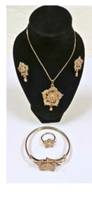 Elegantes vergoldetes Schmuckset - Halskette, Armband, Ohrringe, Ring - Bild 1 von 4