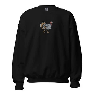 Wild Turkey Walking Embroidered Unisex Sweatshirt - Picture 1 of 19
