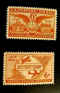 SCOTT # C40 & C47 - SET DI 2 FRANCOBOLLI 6 CENTESIMI POSTA AEREA - VF - OG - MNH - Foto 1 di 4
