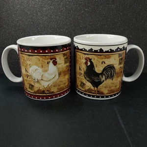 Sakura RETRO ROOSTER Kimberly Poloson Coffee Mug Set of 2 - Picture 1 of 9