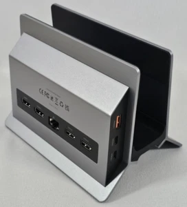 4K@60Hz 100W Vertical USB Hub Dual Monitor USB-C 2 HDMI Docking Station 11-in-1 - Photo 1/17