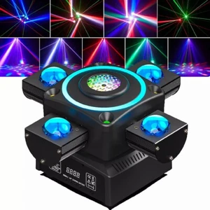 140W Disco 4Arms Rotation Laser LED Moving Head Stage Lights DMX DJ Party Lights - Picture 1 of 14