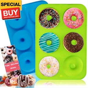 Silicone Donut Baking Tray 6-Cavity Donut Mold with Nonstick Coating Soft and Re - Picture 1 of 9