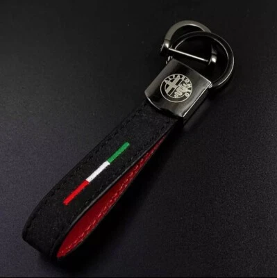 PORTACHIAVI cuoio e acciaio ALFA ROMEO con tricolore Brera Stelvio Giulia Mito - Immagine 1 di 2