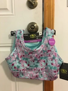 NWT GIRLS SIZE L ATHLETIC WORKS 2 PACK HIGH NECK KEYHOLE SPORT BRAS BAND SIZE 34 - Picture 1 of 10