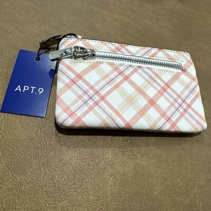 APT 9 kariertes Münzetui Safe Keeper RFID-Schutz Geldbörse Reißverschlusstasche Schlüsselring Neu mit Etikett - Bild 1 von 11