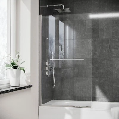 BATHROOM REPUBLIC Bath Shower Screen 800mm Glass Door Pivot Swing Door Reversible | Denver