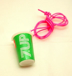 Toy Vending Prize 7UP Uncola Soda Cup Plastic Necklace Pendant 1980s NOS New - Picture 1 of 2