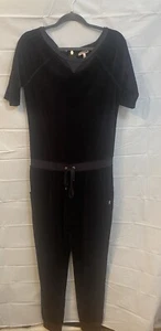 Juicy Couture tuta nera velluto peluche manica corta arrotolata donna taglia small - Foto 1 di 9