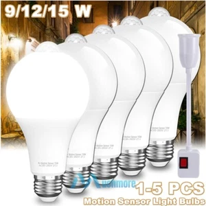 1~5PCS LED Motion Sensor Light Bulb E26 E27 Dusk to Dawn & Flexible Lamp Holder - Picture 1 of 63