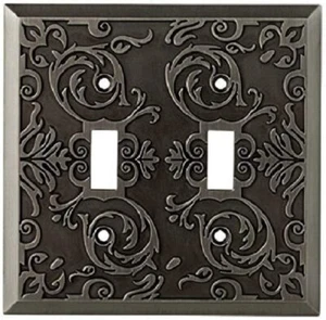 Fairhope Double Switch Plate Double Toggle Heirloom Silver - Picture 1 of 2