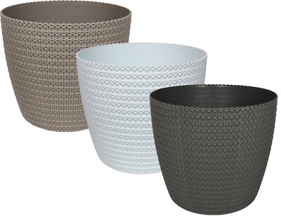 Kunststoff Übertopf Pflanztopf Jersey - Neu in Strickmusteroptik - ø11-22 cm - Bild 1 von 4