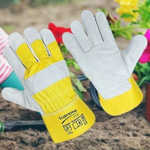 Canadian Rigger Safety Work Gloves Leather Gauntlet Heavy Duty Tough - Yellow - Picture 1 of 4