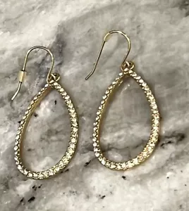 Lauren Ralph Lauren Crystal Hoops Teardrop Gold Earrings 1.25” - Picture 1 of 4