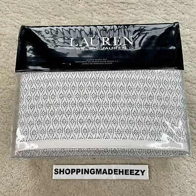 [QUEEN] Ralph Lauren Estella Trellis Cotton Sateen 4-Pc. Queen Sheet Set - Image 1 of 4