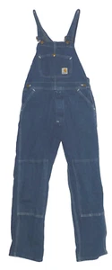 Vintage Carhartt Denim Overalls Youth Kids Double Knee Size: Large 14/16 Y19DST - Picture 1 of 10