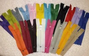 Small 3 inch Variety Pack of 18 Zippers for Doll or Crafts #3 Nylon Closed End - Picture 1 of 1