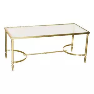 Mid-Century Modern Maison Jansen Paris circa 1950's Glass Brass Coffee Table - Picture 1 of 12