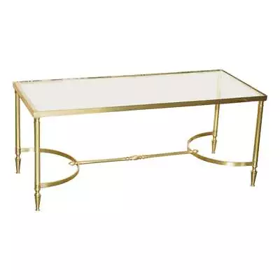Mid-Century Modern Maison Jansen Paris circa 1950's Glass Brass Coffee Table - Image 1 of 4