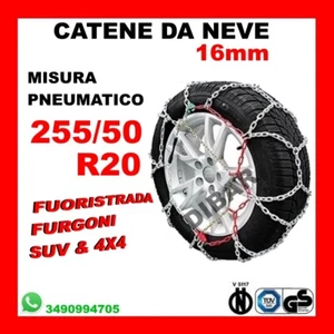 CATENE DA NEVE PER FURGONI E SUV OMOLOGATE 16MM MISURA 255/50 R20 - LFSL265 - Foto 1 di 1