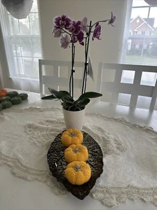 Crochet Pumpkin Amigurumi Happy Halloween Autumn Handmade 2pcYellow - Picture 1 of 6