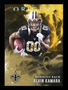Tarjeta de novato Panini Origins Alvin Kamara 2017 autografiada en 19/25 HQ firmada con fuerza - Imagen 1 de 2