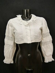 Gr.40 Dirndlbluse süße Bluse für Dirndl Baumwolle mit toller Spitze  B9256 - Bild 1 von 4