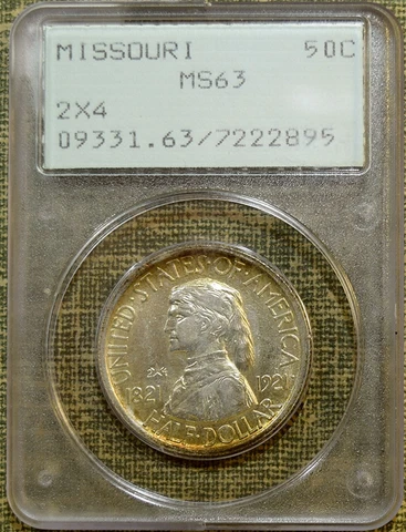 1921 PCGS MS63 Missouri 2X4 Commemorative Half Dollar - Rattler - WOW !!! Cover