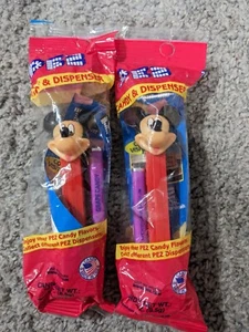Two Disney Mickey Mouse Pez Candy Dispensers - Red with Feet - New Sealed! - Picture 1 of 2