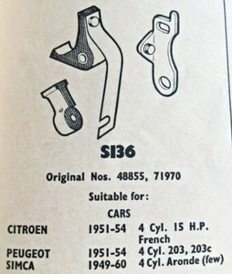 51 52 53 54 Citroen and Peugot, 49-60 Simca Aronde (some) Distributor Points - Picture 1 of 1