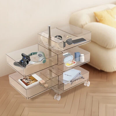 360° Rotating Nightstand Storage Cabinet End Table W/ 5 Drawers Cube Organizer - Image 1 of 4