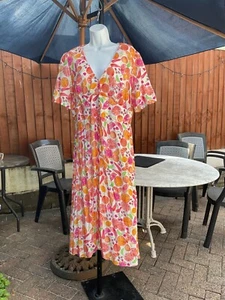 M&S NOBODY'S CHILD WHITE MULTI FRUIT PRINT ALEXA MIDI DRESS - Picture 1 of 6