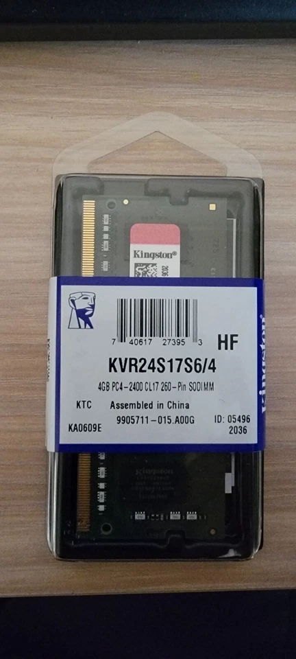 Kingston KVR24S17S6/4 4GB PC4 2400 CL17 260 Pin Sodimm DDR4 Ram Memory - Image 1 of 1