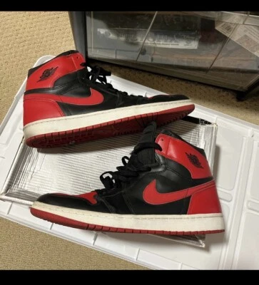 Nike Air Jordan 1 Retro High Og Bred (2001) Negro Rojo Universitario 136066-061 Talla 13 Foto 1 de 4