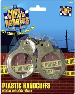 Fancy Dress Hand Cuffs Plastic & Keys Cop Convict Handcuffs by Smiffys New - Picture 1 of 1